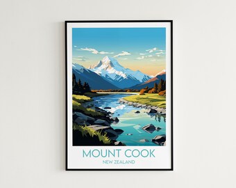 まぐページ マウントクック・アオラキ旅行プリント - ニュージーランドポスター