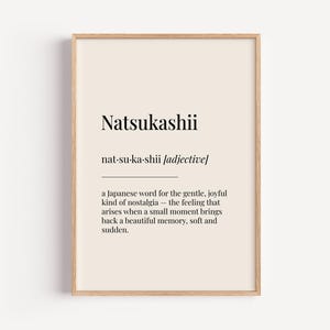 Natsukashii Definition Print - Dictionary Poster - Japanese Home Wall Art Funny Gift For Him Her