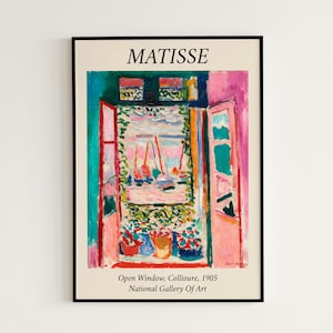 Matisse Open Window Collioure Wystawa Plakat Wydruk | A3 A4 A5 | Ultra Wysoka Jakość Klasyczne Kwiaty Vintage Dekoracja Domu Wall Art Deco
