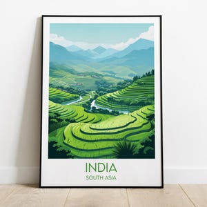 Impression de voyage en Inde - Poster Asie du Sud - Cadeau d'anniversaire de mariage personnalisé