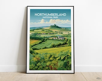 Northumberland Travel Print - UK National Park Poster - Custom Personalised Wedding Birthday Gift