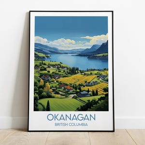 Okanagan Travel Print - Canada Poster - Custom Personalised Wedding Birthday Gift