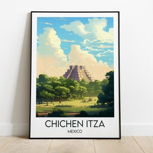 Chichen Itza Travel Print - Mexico Poster - Custom Personalised Wedding Birthday Gift