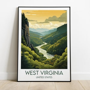 West Virginia Reisedruck - USA Poster - Individuell personalisiertes Hochzeit Geburtstagsgeschenk