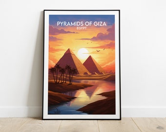 Pyramiden von Gizeh Reise-Druck - Kairo Ägypten Poster - Personalisiertes Hochzeit Geburtstagsgeschenk