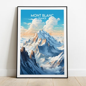 Mont Blanc Travel Print - France Poster - Custom Personalised Wedding Birthday Gift