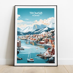 Impression de voyage Tromso - Poster Norvège - Cadeau d'anniversaire de mariage personnalisé