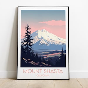 Mount Shasta Travel Print - California Poster - Custom Personalised Wedding Birthday Gift