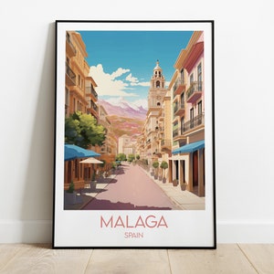 Malaga Travel Print - Spanien Poster - Individuell personalisiertes Hochzeit Geburtstagsgeschenk