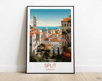 Split Travel Print - Croatia Poster - Custom Personalised Wedding Birthday Gift