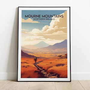 Mourne Mountains Travel Print - Northern Ireland Poster - Custom Personalised Wedding Birthday Gift