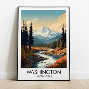 Impresión de viaje de Washington - Póster de Estados Unidos - Regalo personalizado de boda o cumpleaños