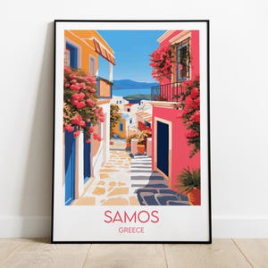 Samos Travel Print - Greece Poster - Custom Personalised Wedding Birthday Gift