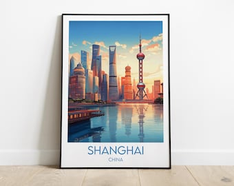 Shanghai Travel Print - China Poster - Custom Personalised Wedding Birthday Gift
