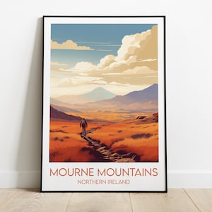 Mourne Mountains Travel Print - Northern Ireland Poster - Custom Personalised Wedding Birthday Gift