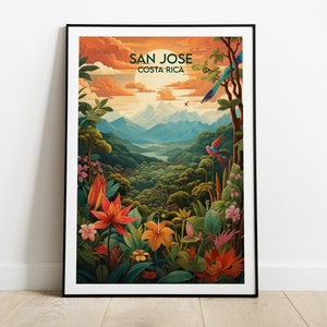 San Jose Travel Print - Costa Rica Poster - Custom Personalised Wedding Birthday Gift