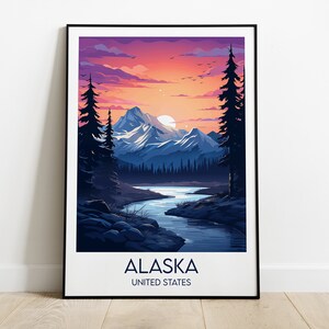 Impression de voyage en Alaska - Poster États-Unis - Cadeau d'anniversaire de mariage personnalisé