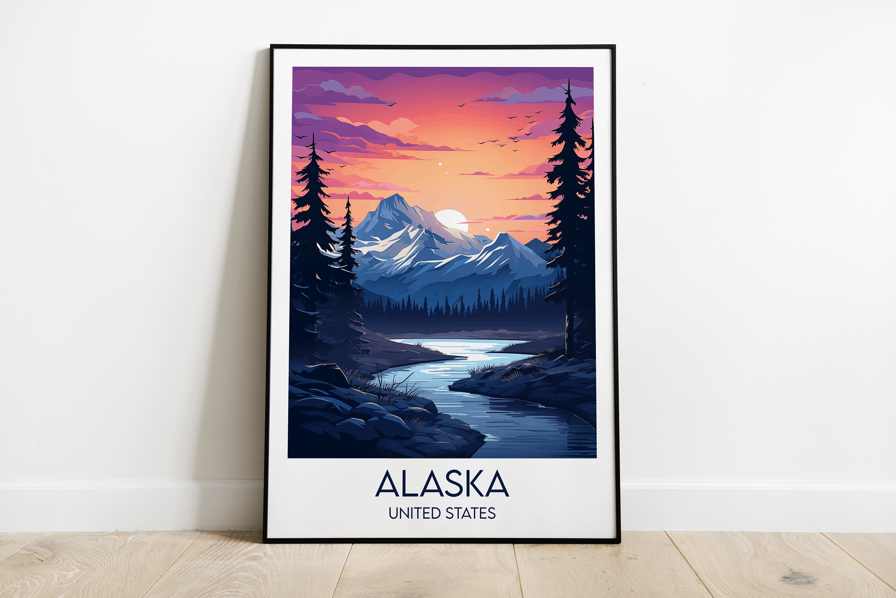 Alaska Travel Print - United States Poster - Custom Personalised Wedding Birthday Gift