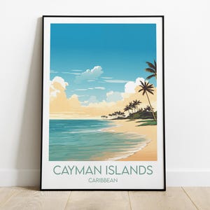 Cayman Islands Travel Print - Caribbean Poster - Custom Personalised Wedding Birthday Gift
