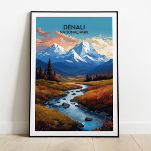 Denali National Park Travel Print - Alaska Poster - Custom Personalised Wedding Birthday Gift