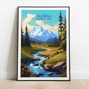 Impression de voyage en Alaska - Poster États-Unis - Cadeau d'anniversaire de mariage personnalisé