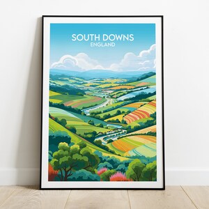 South Downs National Park Travel Print - England UK Poster - Custom Personalised Wedding Birthday Gift
