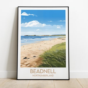 Beadnell Reise-Druck - Northumberland Poster - Individuell personalisiertes Hochzeits-Geburtstagsgeschenk