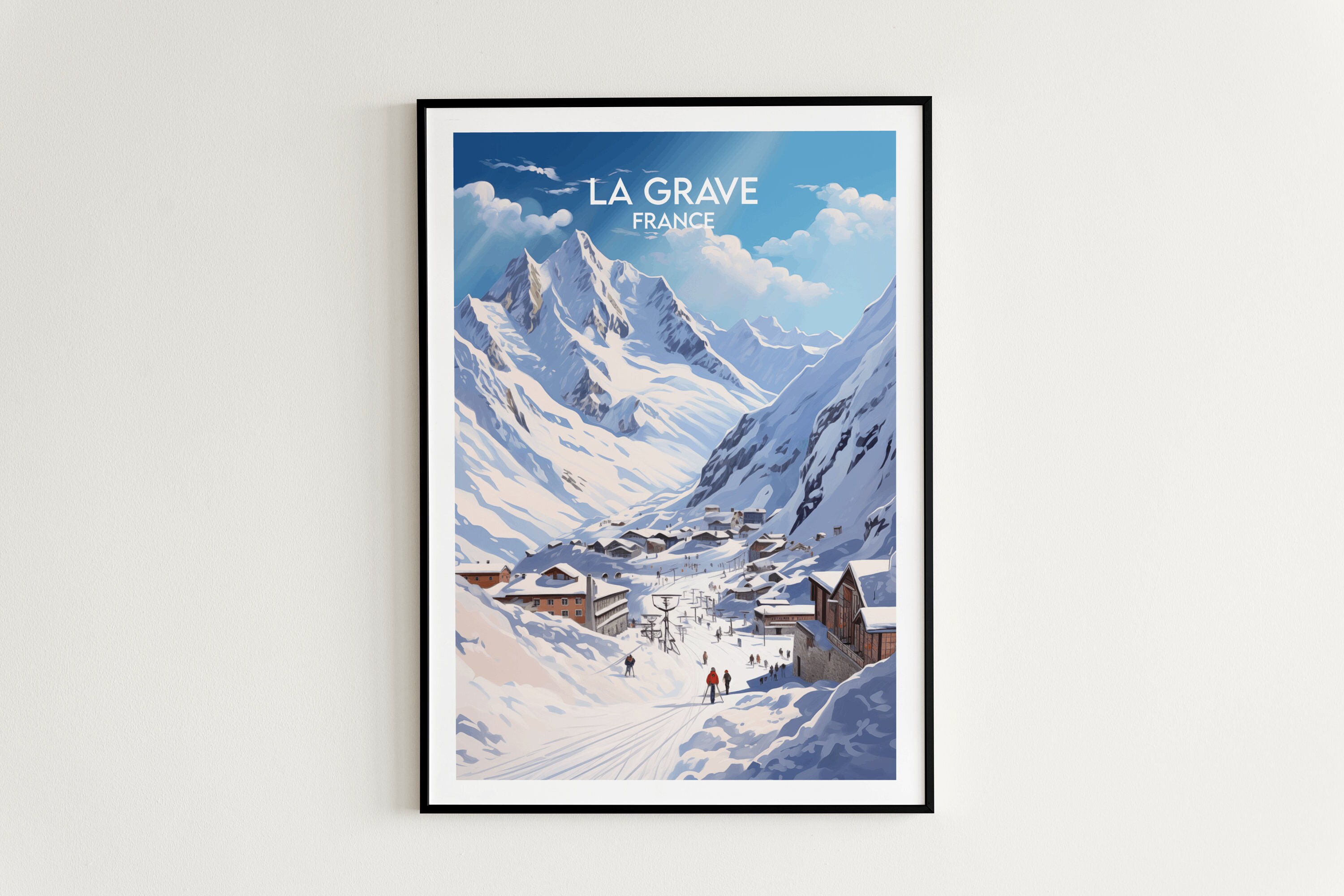 ラフィー　ツアーポスター La Grave Ski Travel Print - France Poster - Custom Personalised
