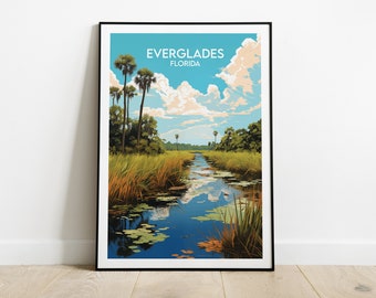 Everglades Florida Travel Print - United States Poster - Custom Personalised Wedding Birthday Gift