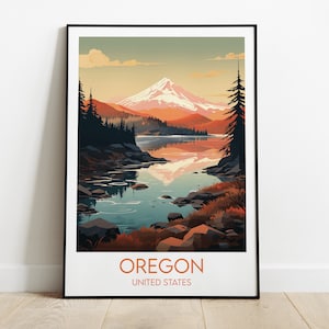 Oregon Travel Print - United States Poster - Custom Personalised Wedding Birthday Gift