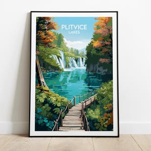 Póster de viaje al Parque Nacional de los Lagos de Plitvice: póster de Croacia: regalo de cumpleaños personalizado para bodas