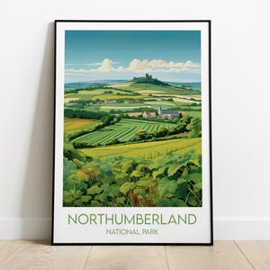 Northumberland Reise-Druck - UK Nationalpark Poster - Individuell personalisiertes Hochzeits-Geburtstagsgeschenk