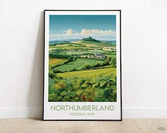 Northumberland Travel Print - UK National Park Poster - Custom Personalised Wedding Birthday Gift
