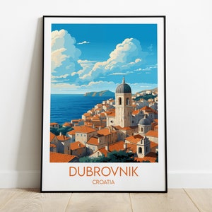 Dubrovnik Travel Print - Croatia Poster - Custom Personalised Wedding Birthday Gift