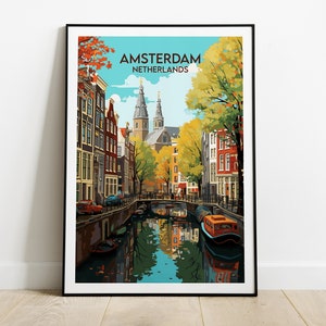 Impression voyage Amsterdam - poster Pays-Bas - cadeau d'anniversaire de mariage personnalisé