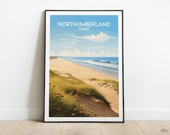 Northumberland Travel Print - UK National Park Poster - Custom Personalised Wedding Birthday Gift