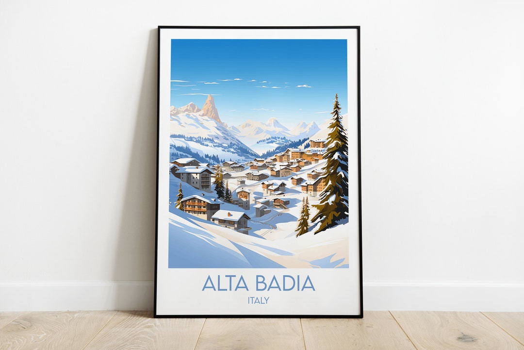 Stampa di viaggio Alta Badia Poster delle Dolomiti, Italia