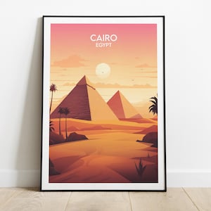 Cairo Travel Print - Egypt Pyramids Poster - Custom Personalised Wedding Birthday Gift