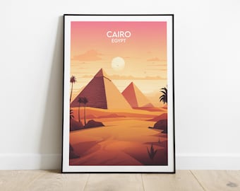Cairo Travel Print - Egypt Pyramids Poster - Custom Personalised Wedding Birthday Gift