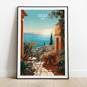 Sizilien Reise Print - Italien Poster - Individuell personalisiertes Hochzeit Geburtstagsgeschenk