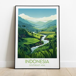 Indonesia Travel Print - Southeast Asia Poster - Custom Personalised Wedding Birthday Gift
