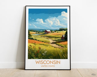 Wisconsin Travel Print - United States Poster - Custom Personalised Wedding Birthday Gift