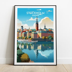 Stockholm Travel Print - Sweden Poster - Custom Personalised Wedding Birthday Gift