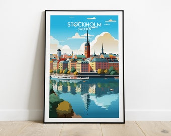 Stockholm Travel Print - Sweden Poster - Custom Personalised Wedding Birthday Gift