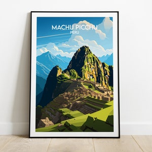 Machu Picchu Travel Print - Peru Poster - Custom Personalised Wedding Birthday Gift