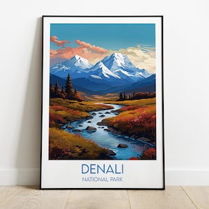 Denali National Park Travel Print - Alaska Poster - Custom Personalised Wedding Birthday Gift
