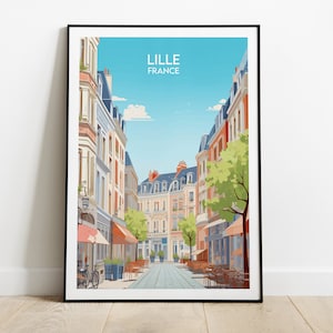 Lille Reise Print - Frankreich Poster - Individuell personalisiertes Hochzeit Geburtstagsgeschenk