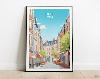 Lille Travel Print - France Poster - Custom Personalised Wedding Birthday Gift