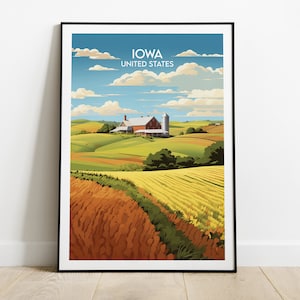 Iowa Travel Print - United States Poster - Custom Personalised Wedding Birthday Gift