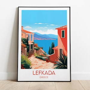 Lefkada Travel Print - Greece Poster - Custom Personalised Wedding Birthday Gift